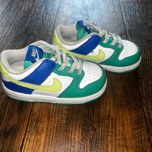 Nike Blue and Green Dunk Sneakers